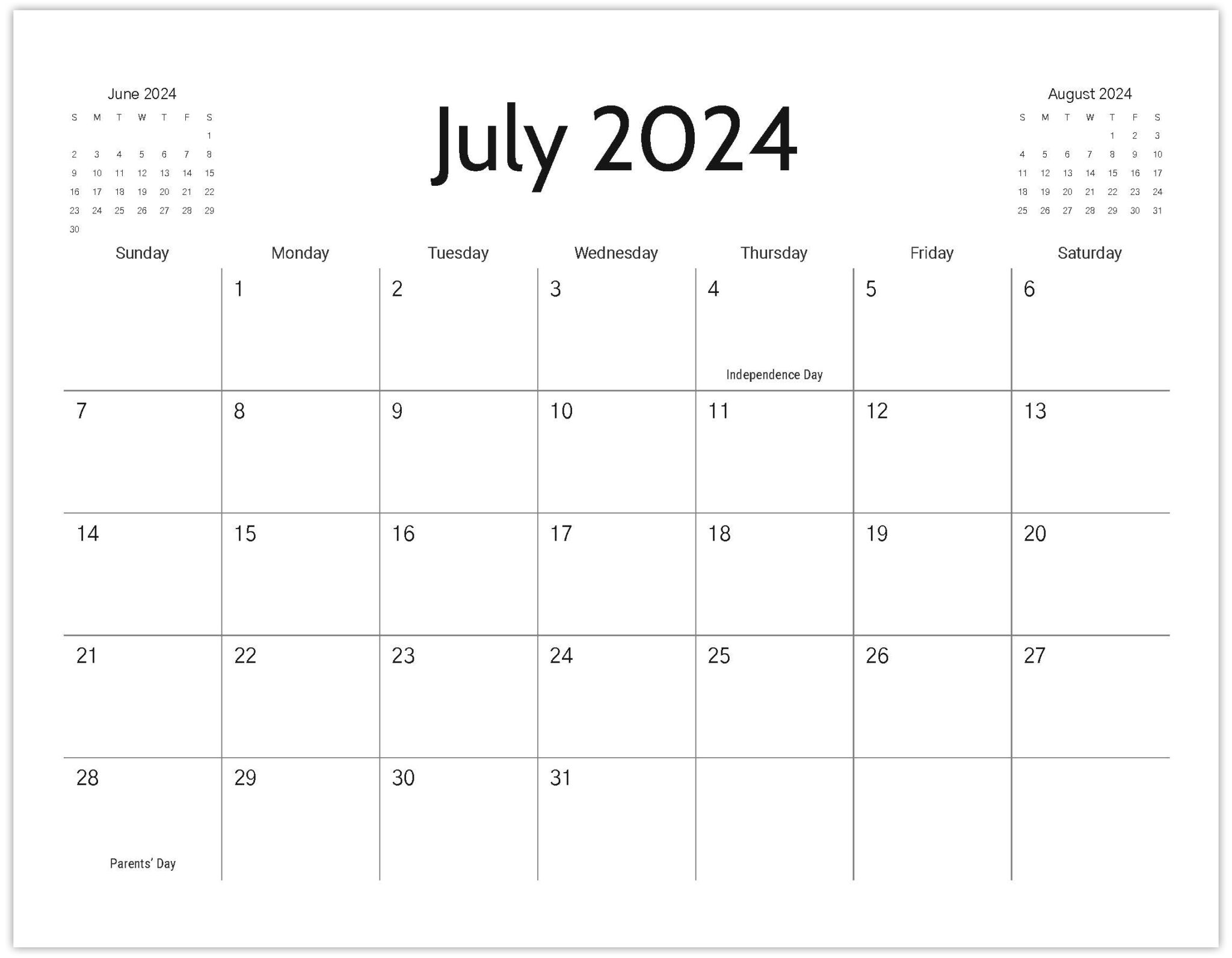 Free Printable Calendar 2024