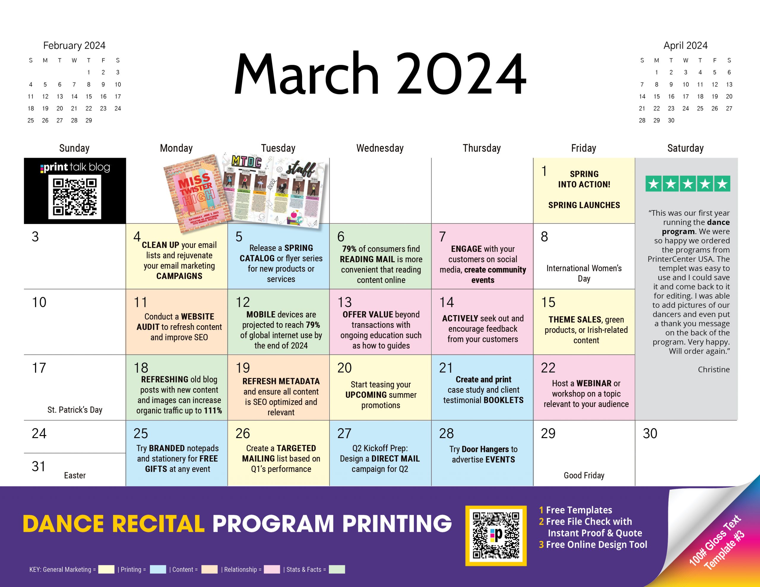 March 2024 Content Calendar & Free Printable! - Printingcenterusa