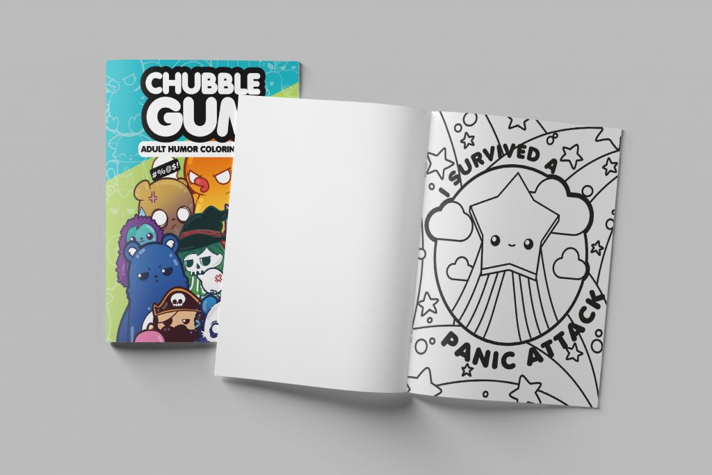 chubble gum's i survived a panic attack coloring page open spread
